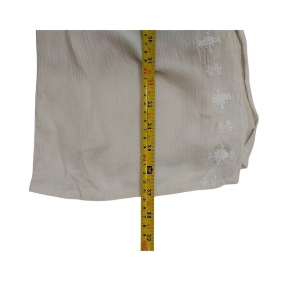 Women's beige offthe-shoulder ruffle jumpsuit with embroidered detail, wide leg - Picture 7 of 7